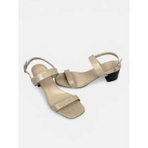 Everlane Italy Double Strap Sand Embossed Leather Sandal Block Heel  US 9,5